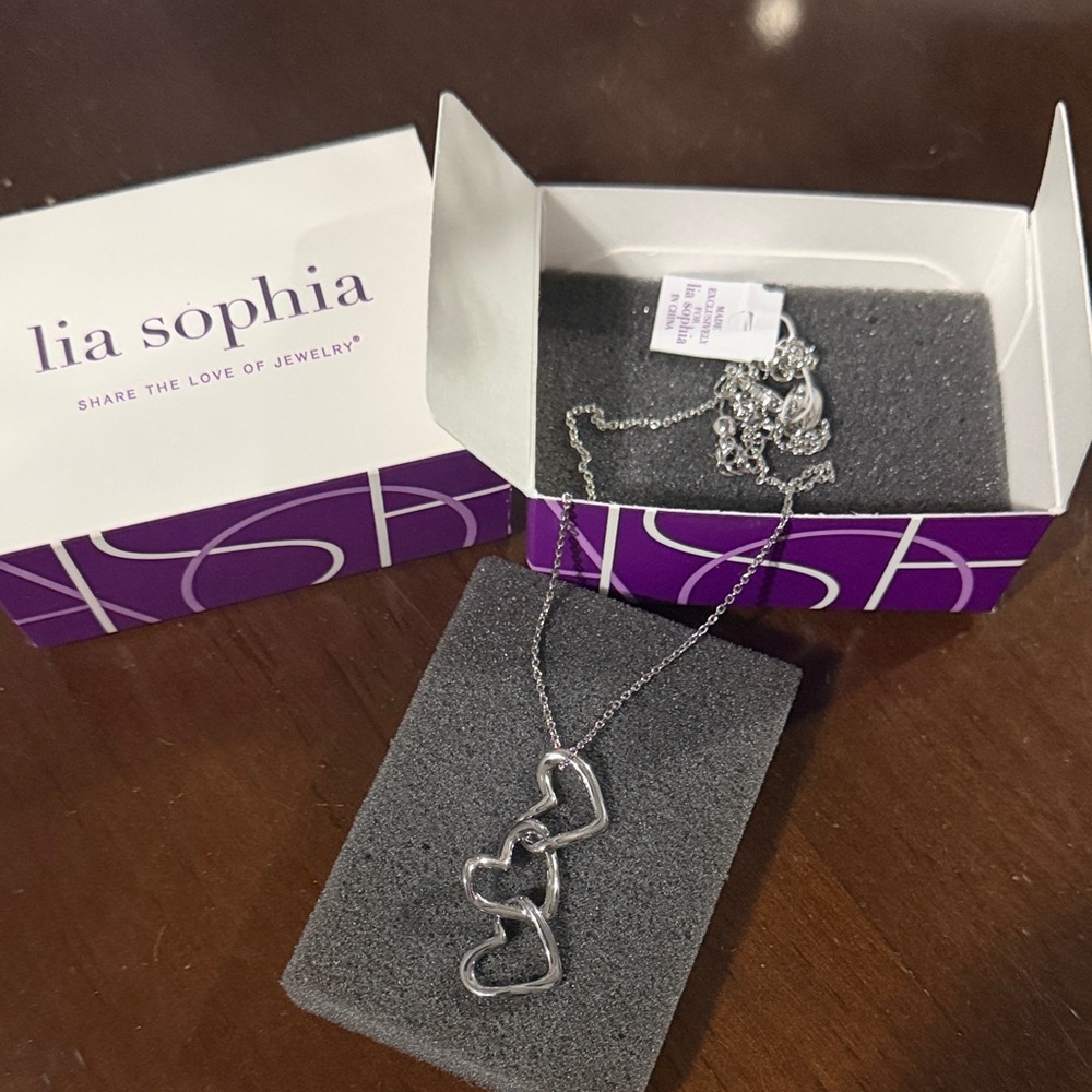 Lia Sophia Silver Triple Heart “Heartthrob” Necklace